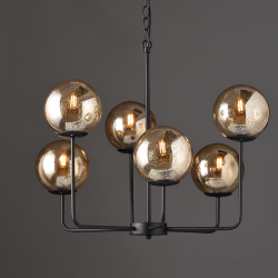 Полилей DELOS с шест осветителни тела кехлибар петна